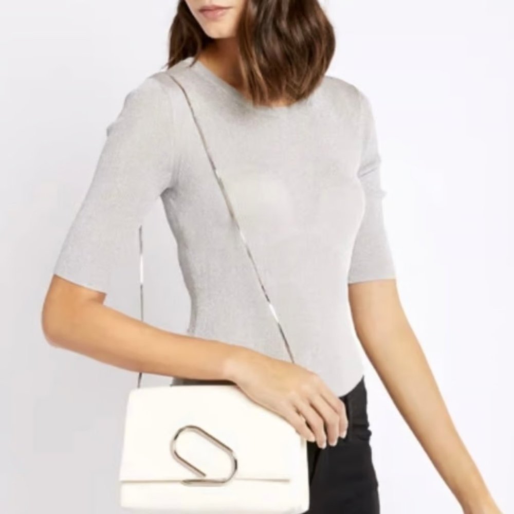 Phillip Lim 3.1 | Alix Micro Clutch White Leather Silver Strap Shoulder Bag